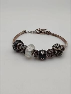 Bacio Italy 925 Charm Bracelet Murano Glass 8”